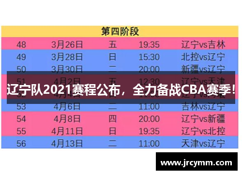 辽宁队2021赛程公布，全力备战CBA赛季！
